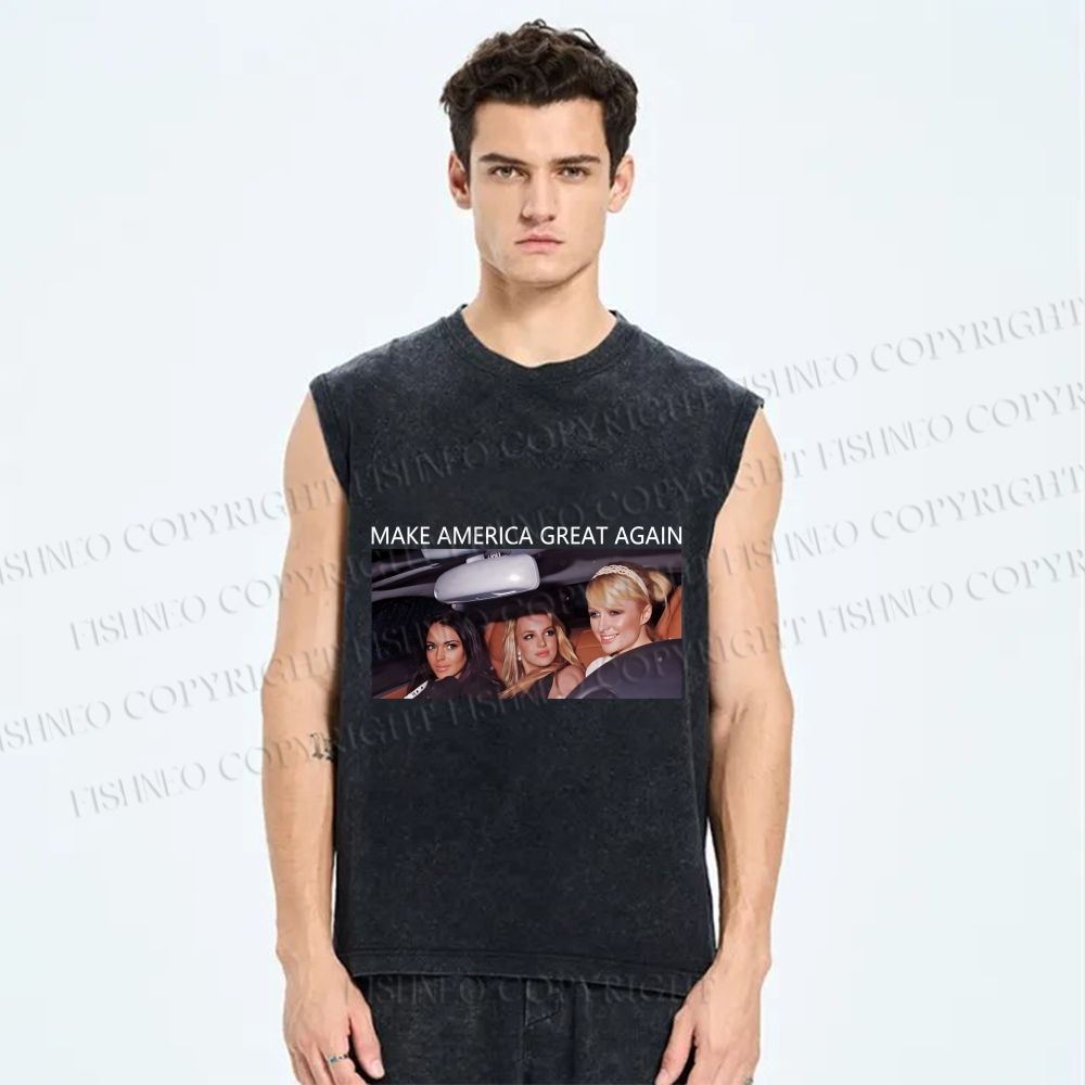 Unisex Make America Great Again Printed Washed Tank Top
