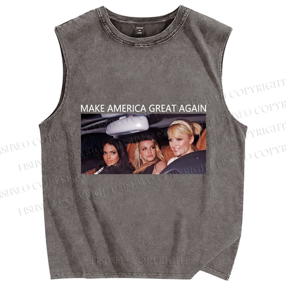 Unisex Make America Great Again Printed Washed Tank Top