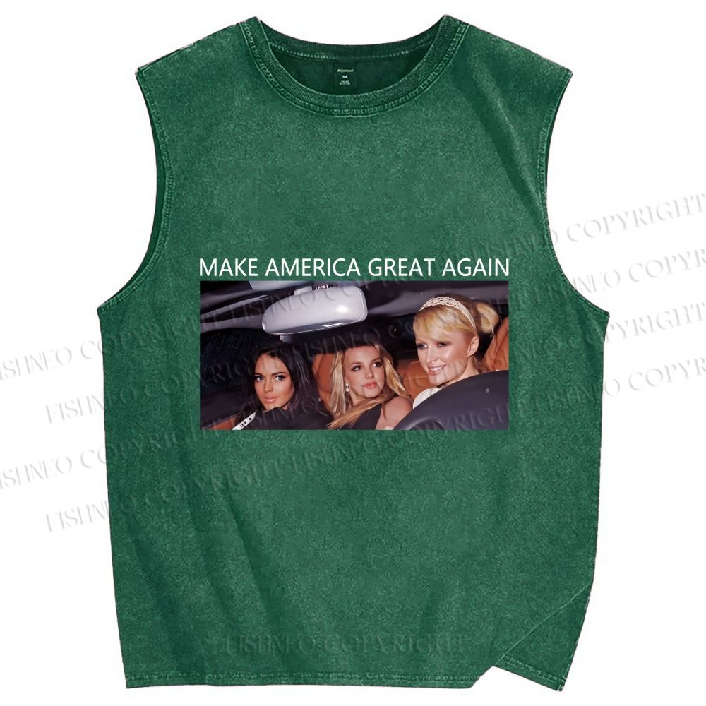 Unisex Make America Great Again Printed Washed Tank Top