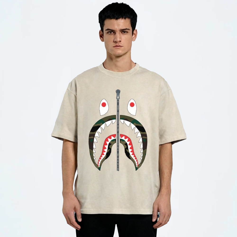 Shark Vintage Wash Japanese Design T-Shirt