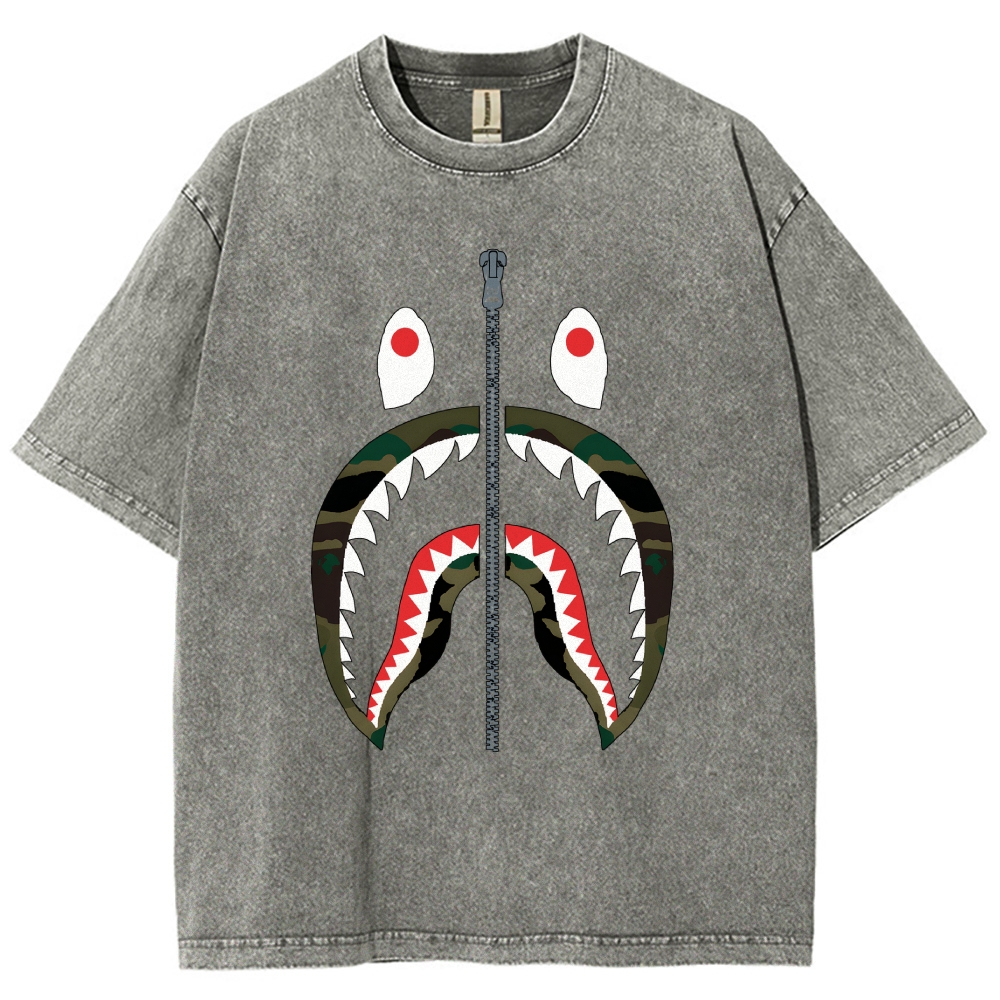 Shark Vintage Wash Japanese Design T-Shirt