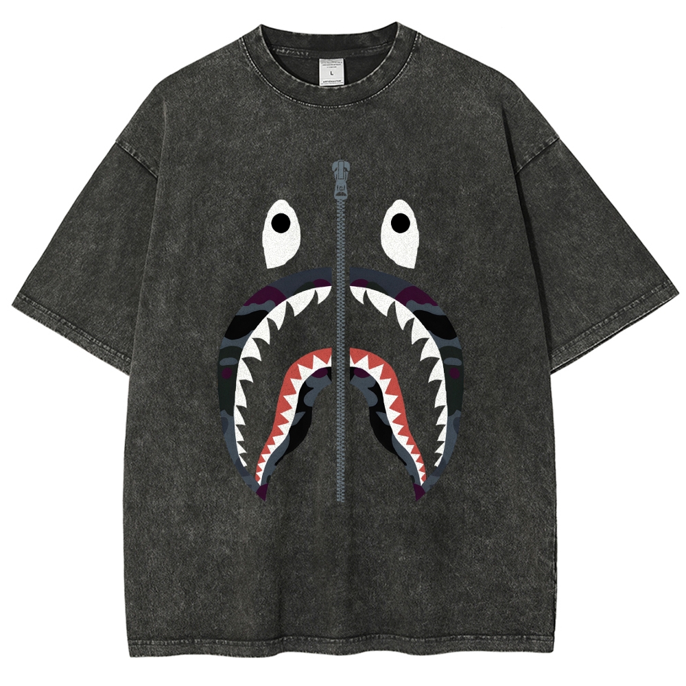 Shark Vintage Wash Japanese Design T-Shirt