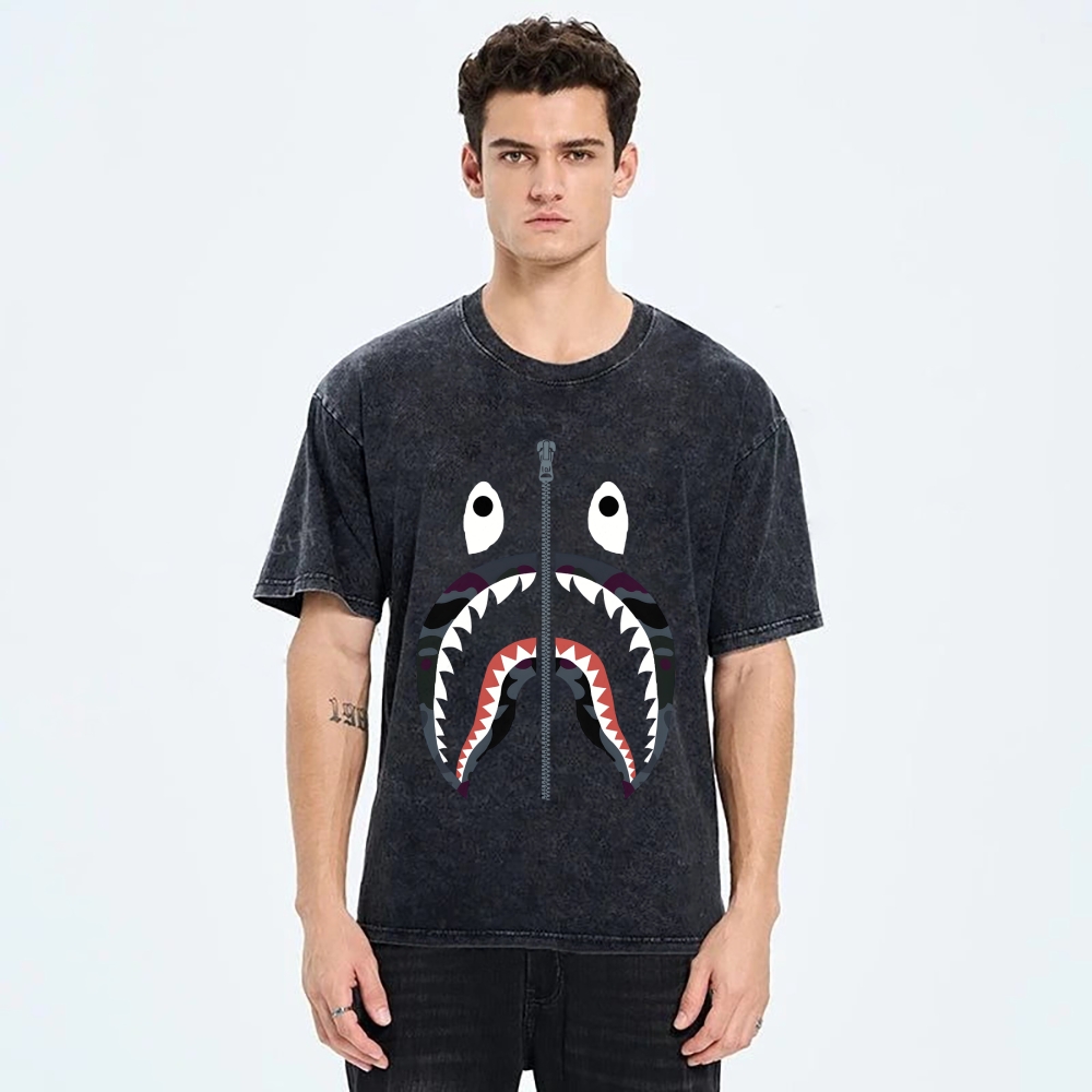 Shark Vintage Wash Japanese Design T-Shirt