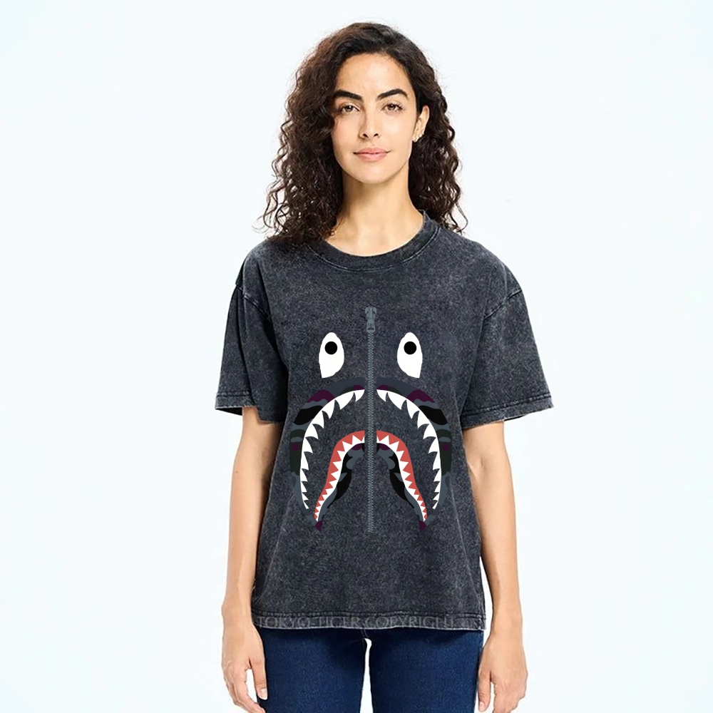 Shark Vintage Wash Japanese Design T-Shirt