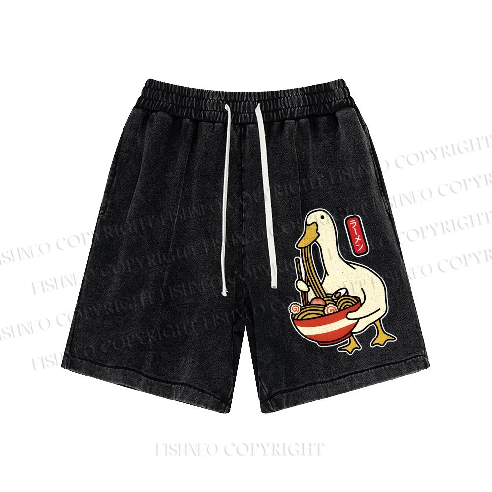Unisex Goose Ramen Washed Shorts