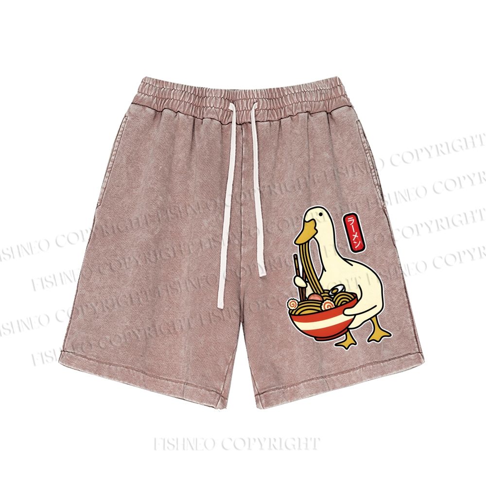 Unisex Goose Ramen Washed Shorts
