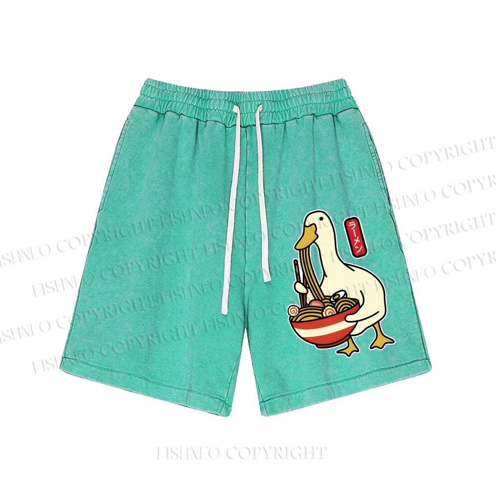 Unisex Goose Ramen Washed Shorts
