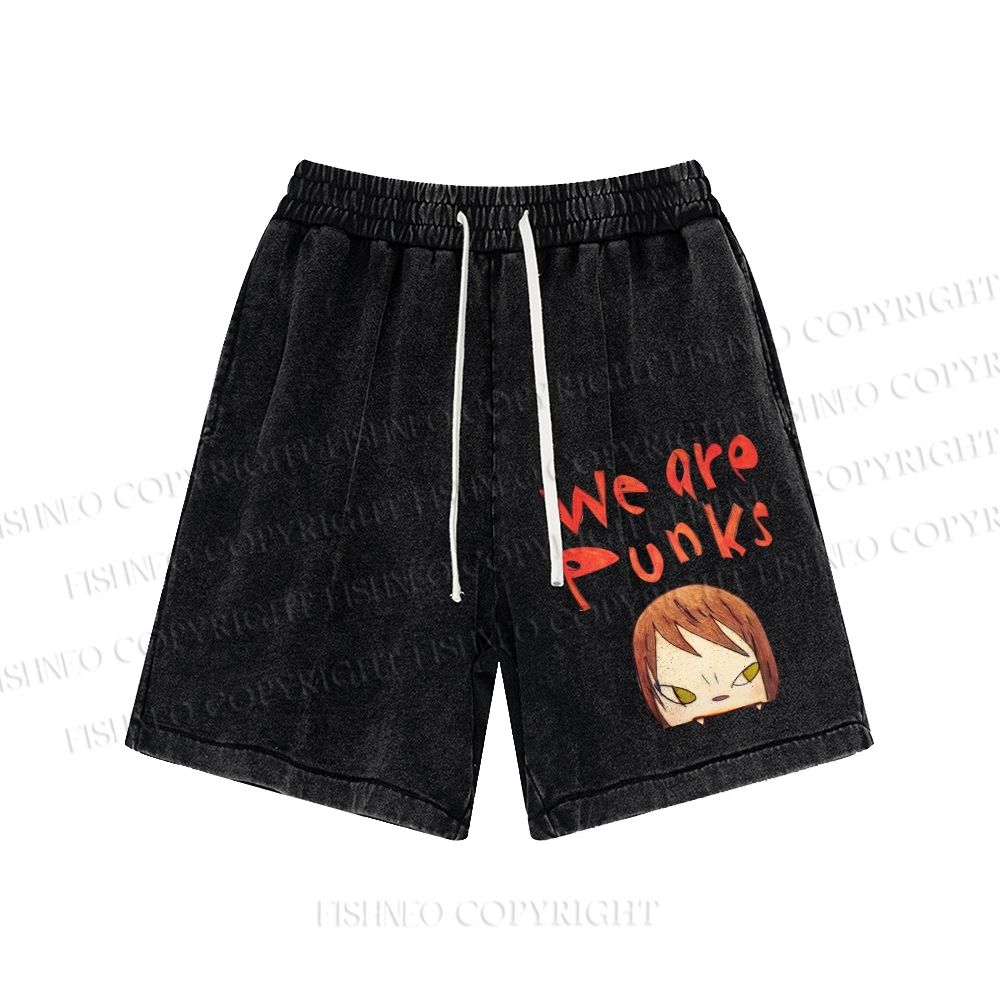 Unisex Yoshitomo Nara We Are Punks Washed Shorts