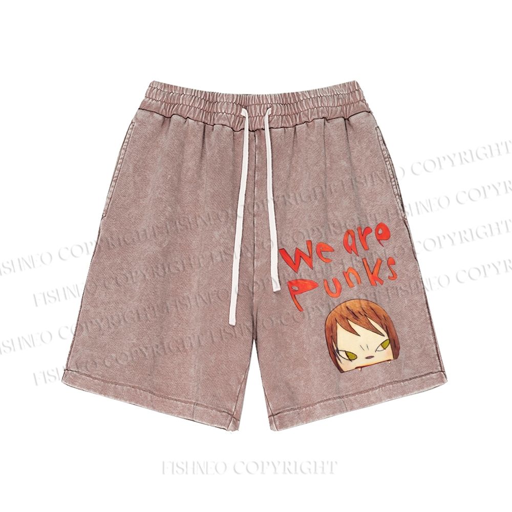 Unisex Yoshitomo Nara We Are Punks Washed Shorts