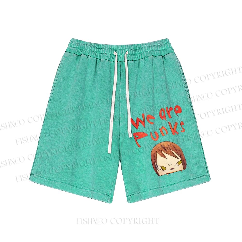 Unisex Yoshitomo Nara We Are Punks Washed Shorts