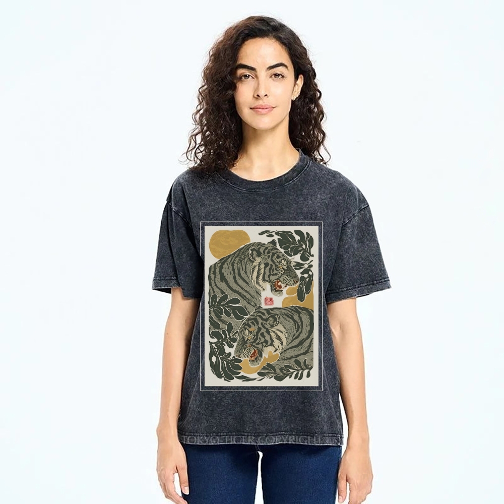 Woodcut Tiger Washed T-Shirt