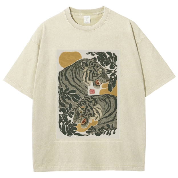 Woodcut Tiger Washed T-Shirt