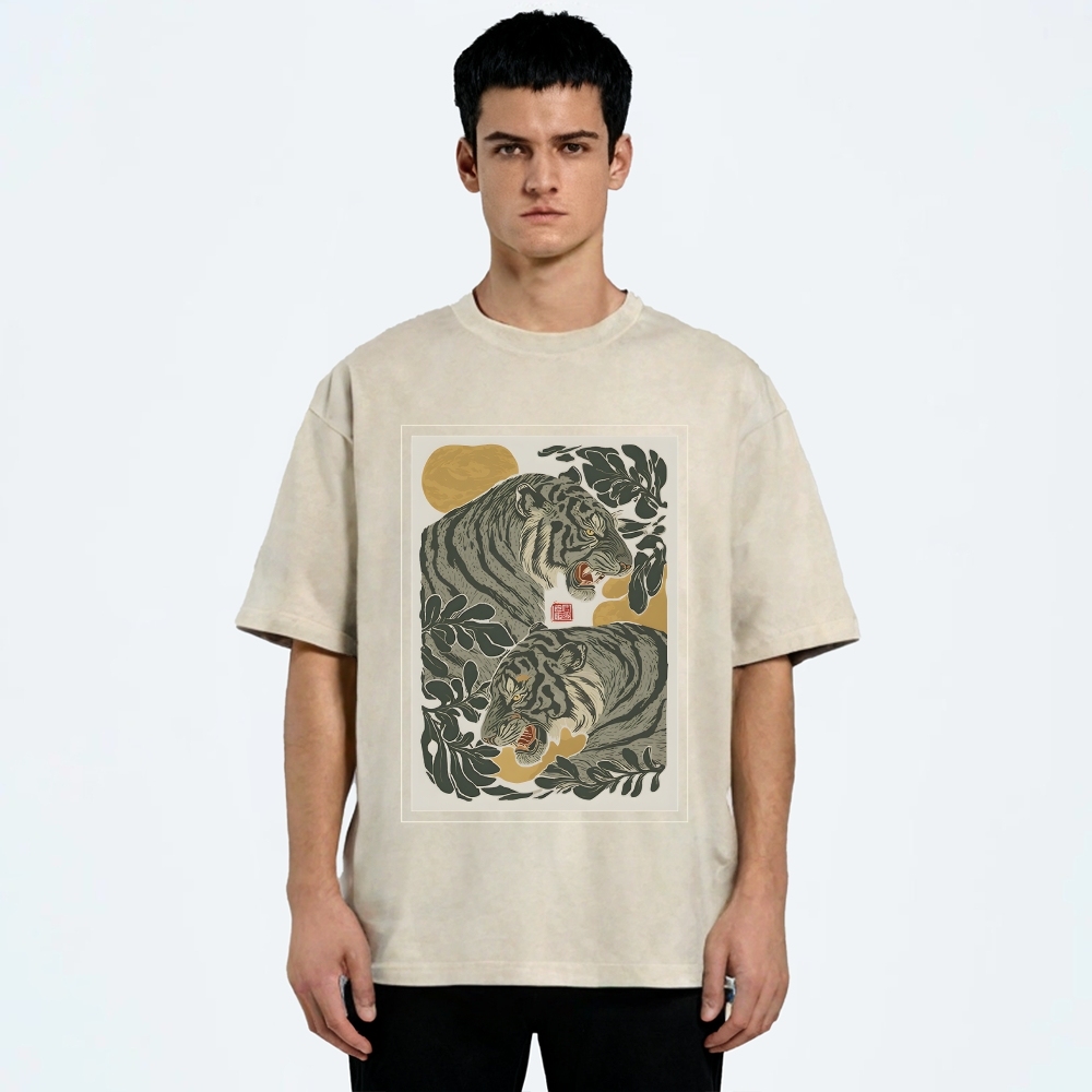 Woodcut Tiger Washed T-Shirt