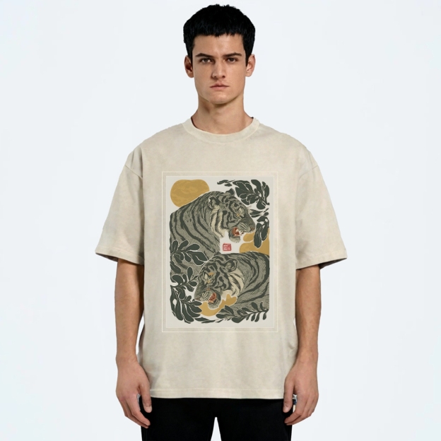 Woodcut Tiger Washed T-Shirt