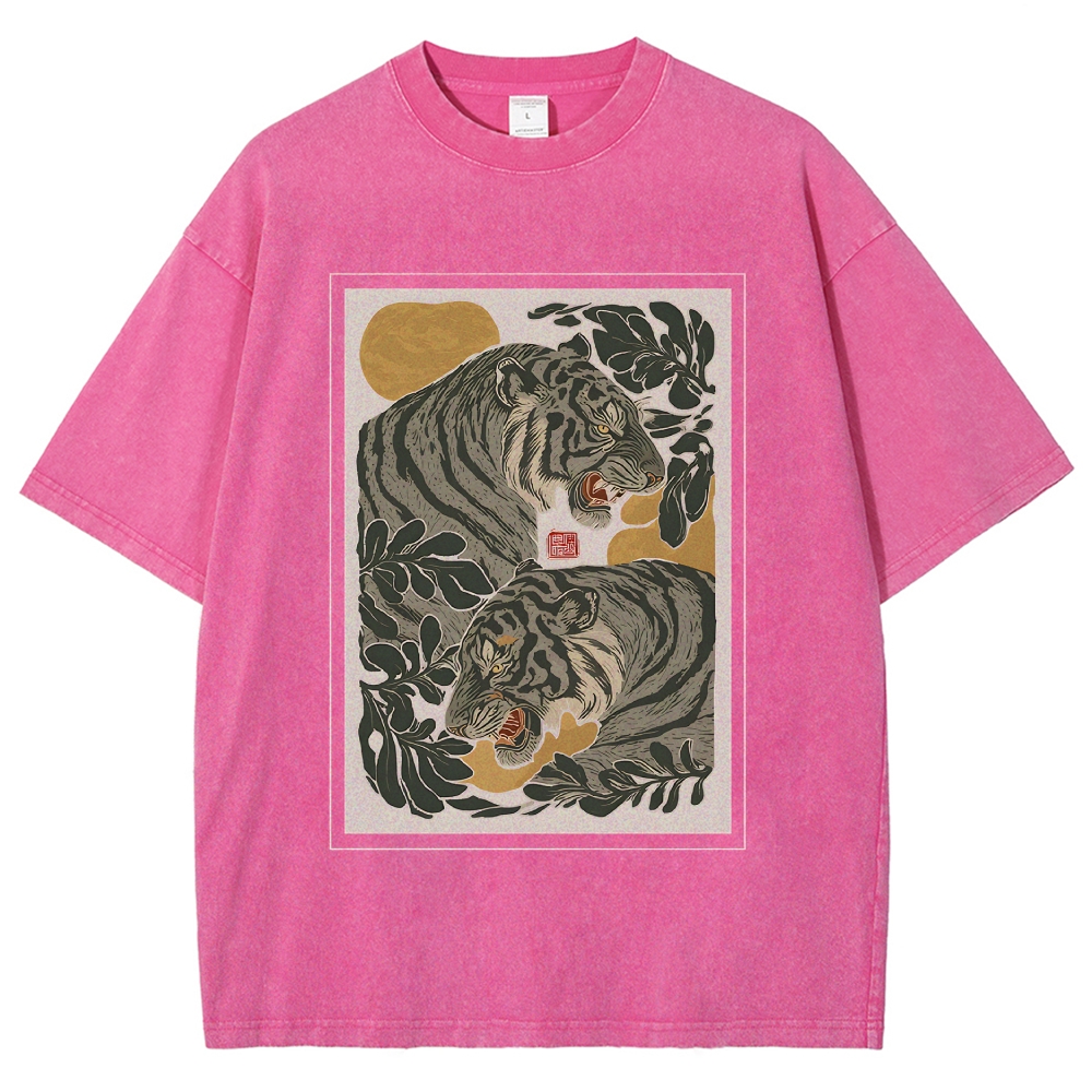 Woodcut Tiger Washed T-Shirt