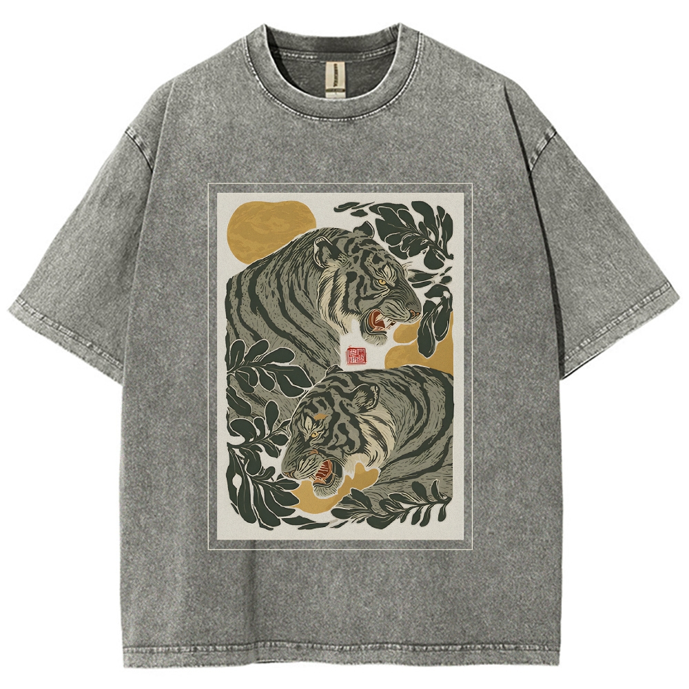 Woodcut Tiger Washed T-Shirt