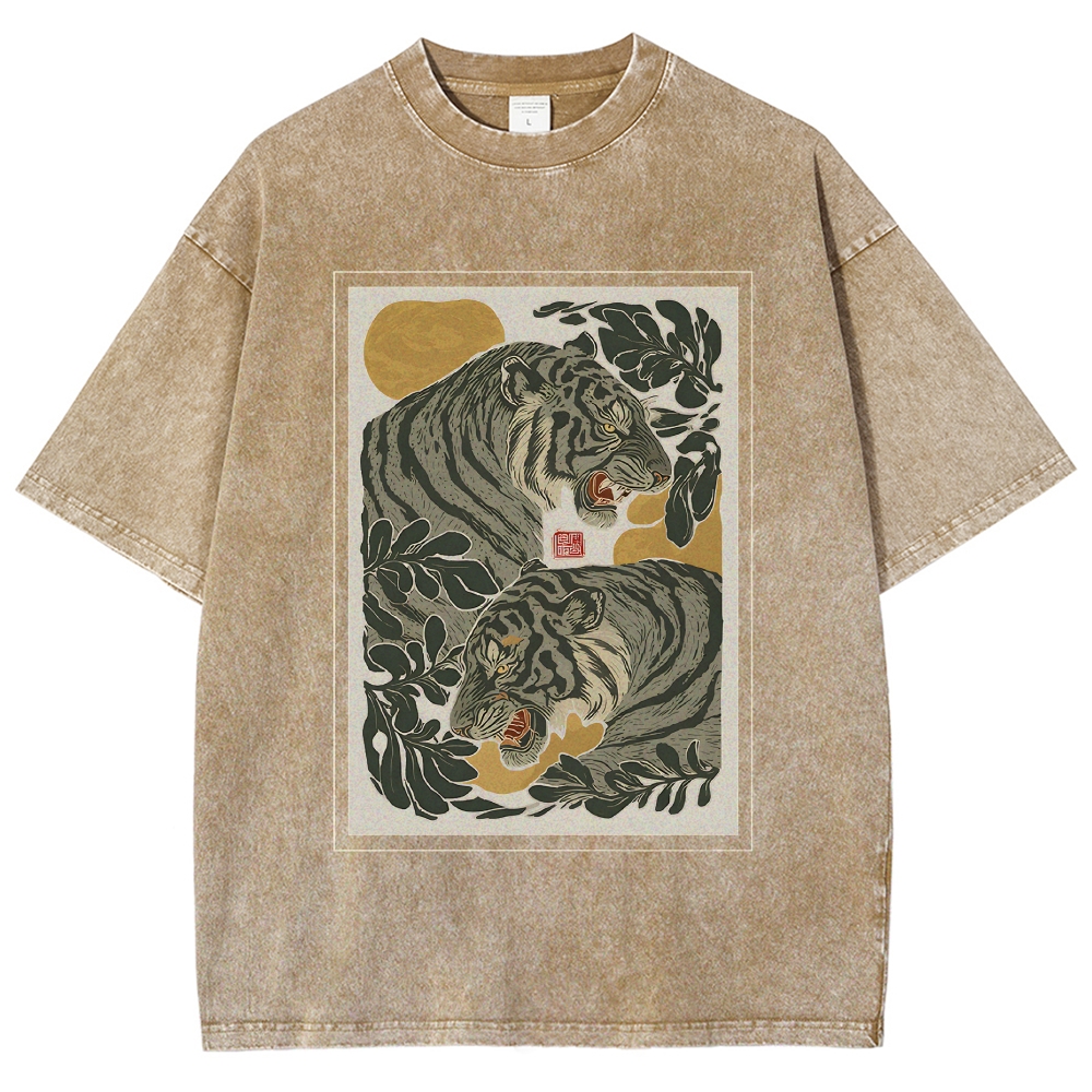 Woodcut Tiger Washed T-Shirt