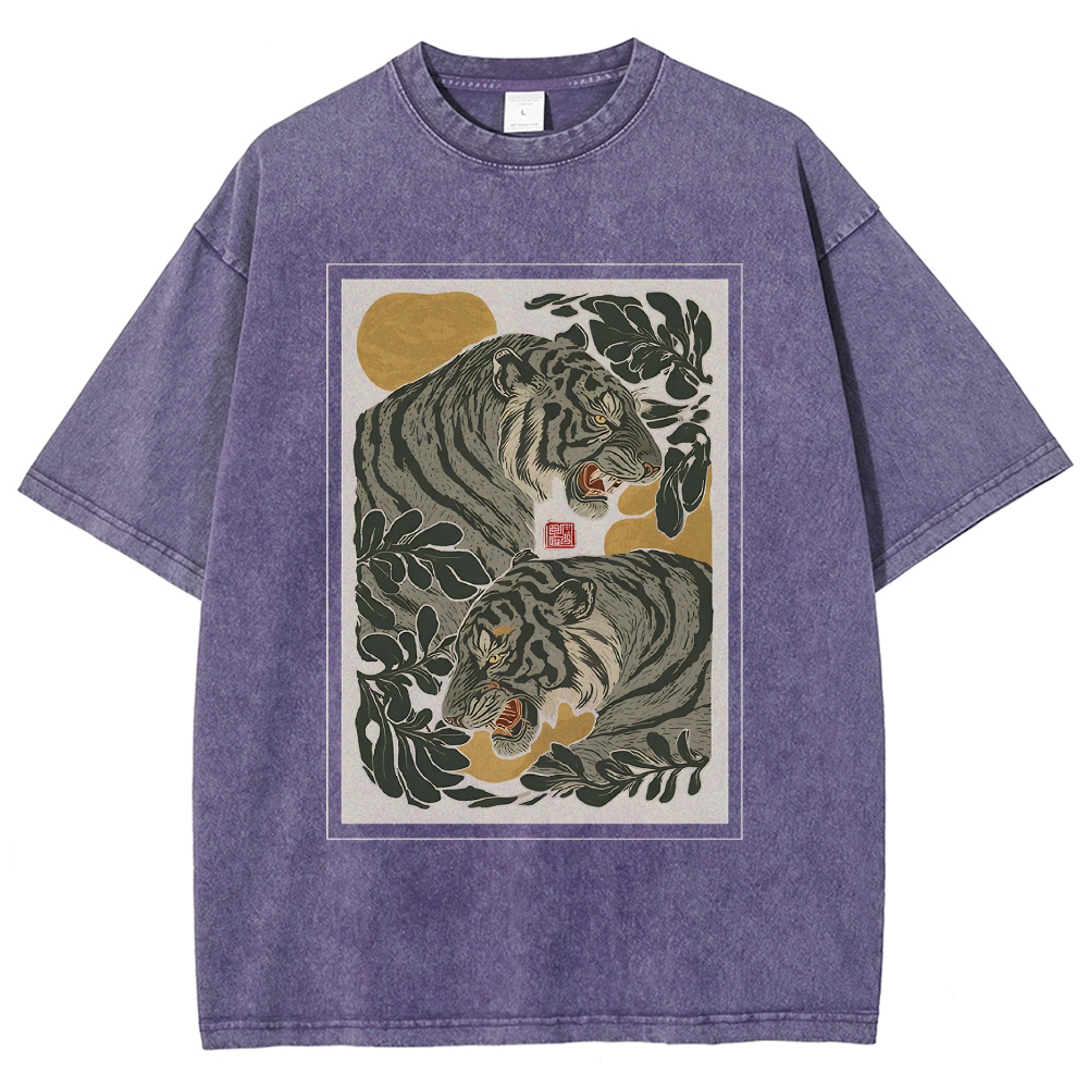 Woodcut Tiger Washed T-Shirt