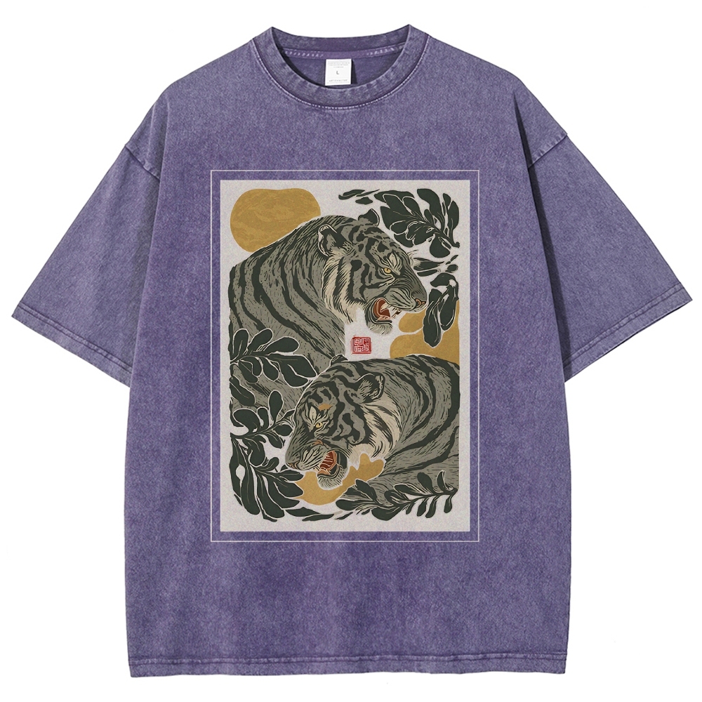 Woodcut Tiger Washed T-Shirt