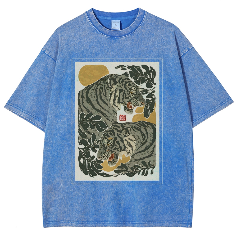 Woodcut Tiger Washed T-Shirt