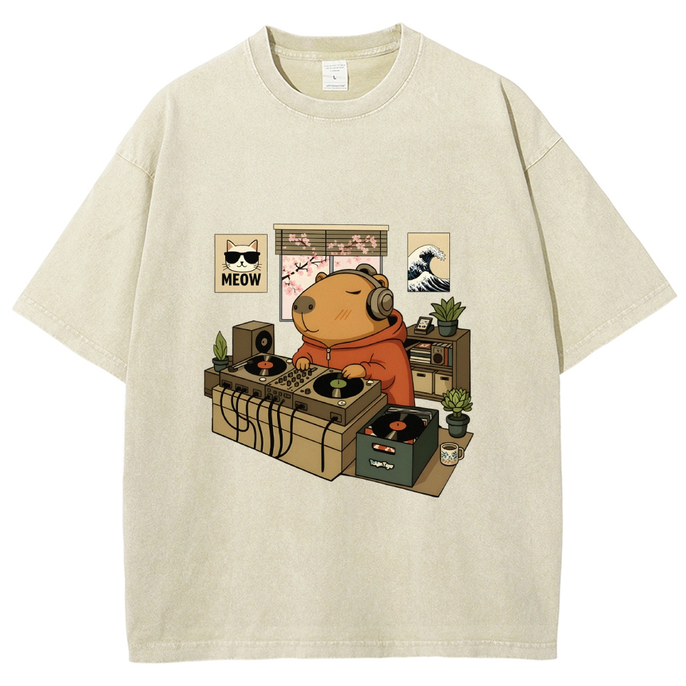 Capybara DJ Washed T-Shirt