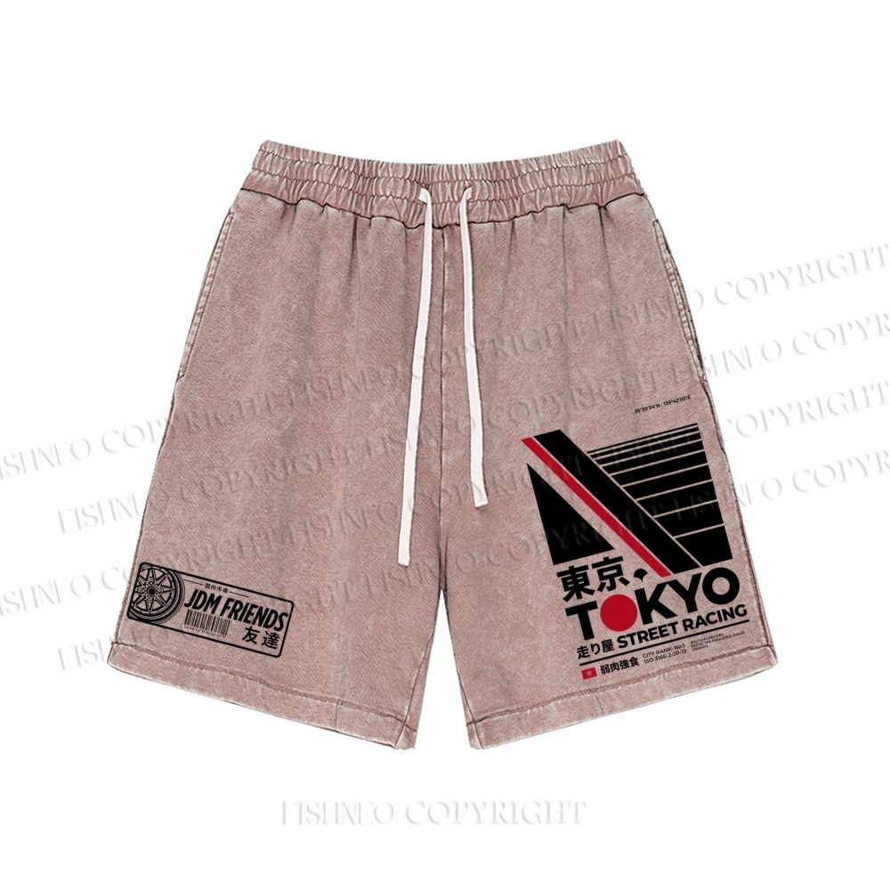 Unisex Tokyo Street Racing Washed Shorts