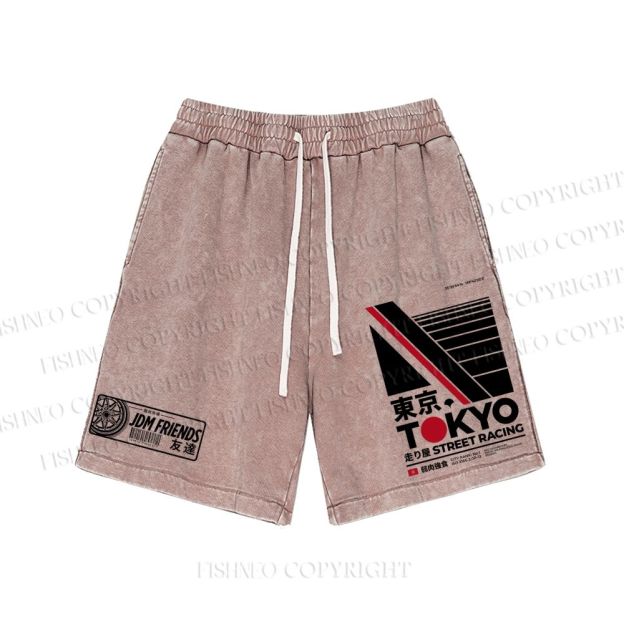 Unisex Tokyo Street Racing Washed Shorts