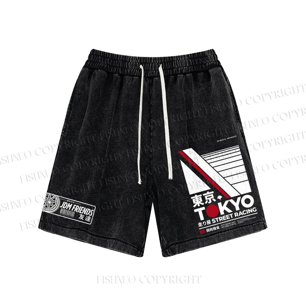 Unisex Tokyo Street Racing Washed Shorts