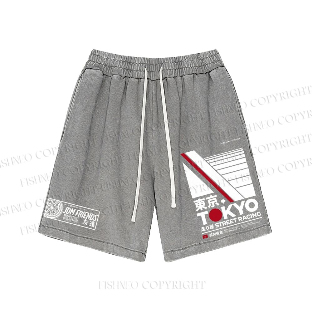 Unisex Tokyo Street Racing Washed Shorts