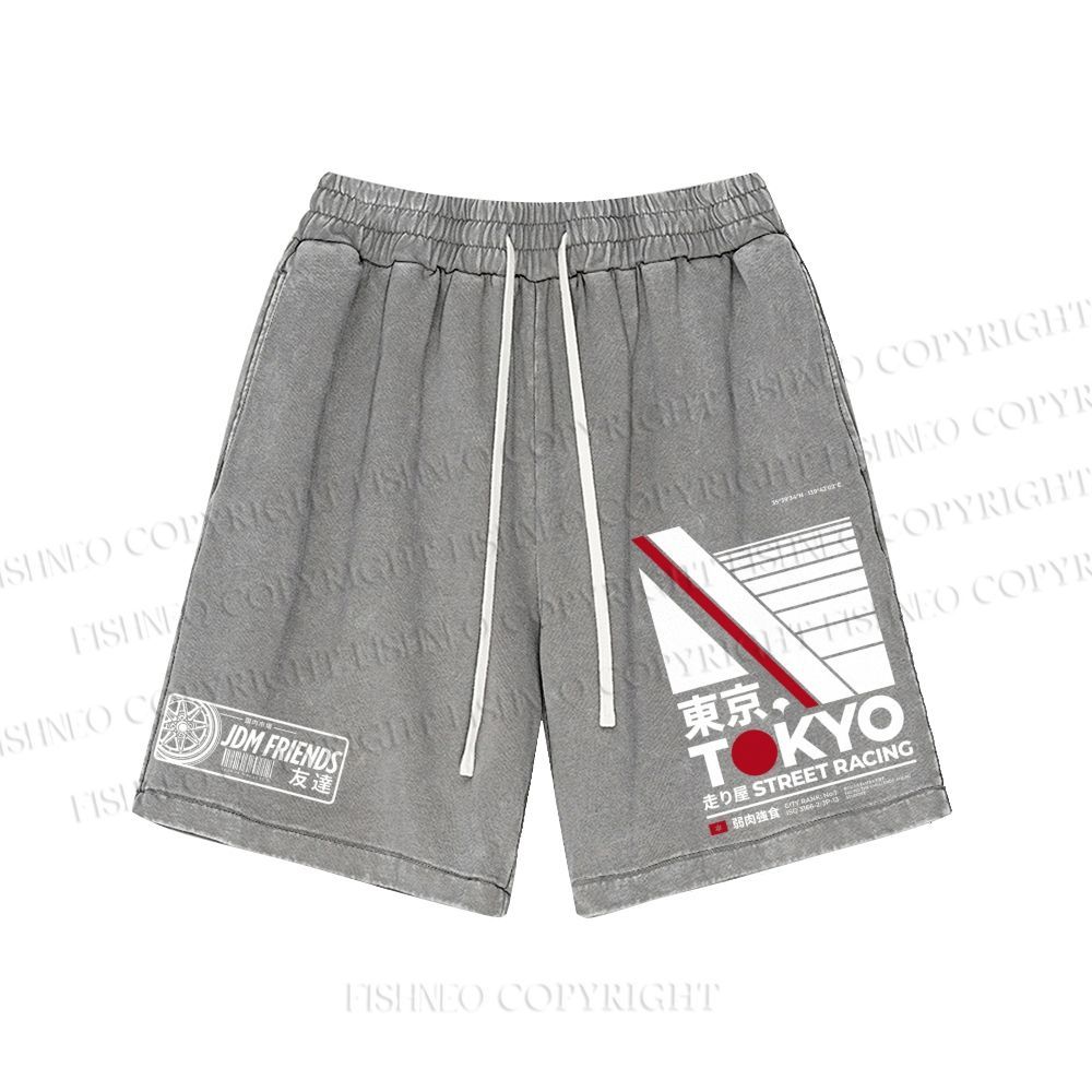 Unisex Tokyo Street Racing Washed Shorts