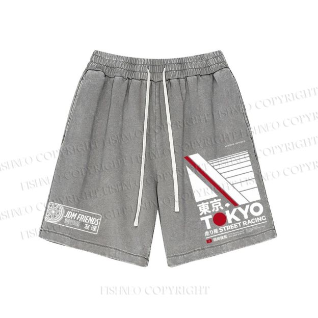 Unisex Tokyo Street Racing Washed Shorts