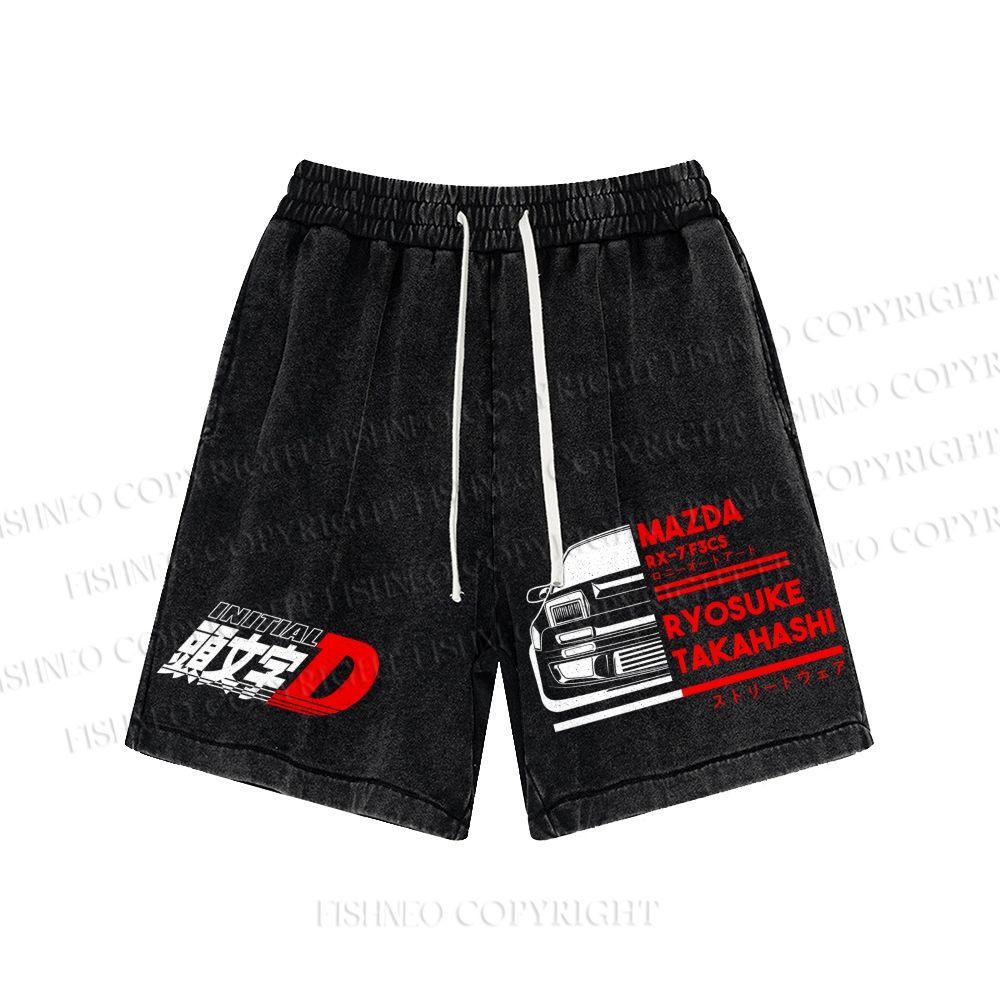 Unisex Initial D Mazda RX-7 FC3S Washed Shorts