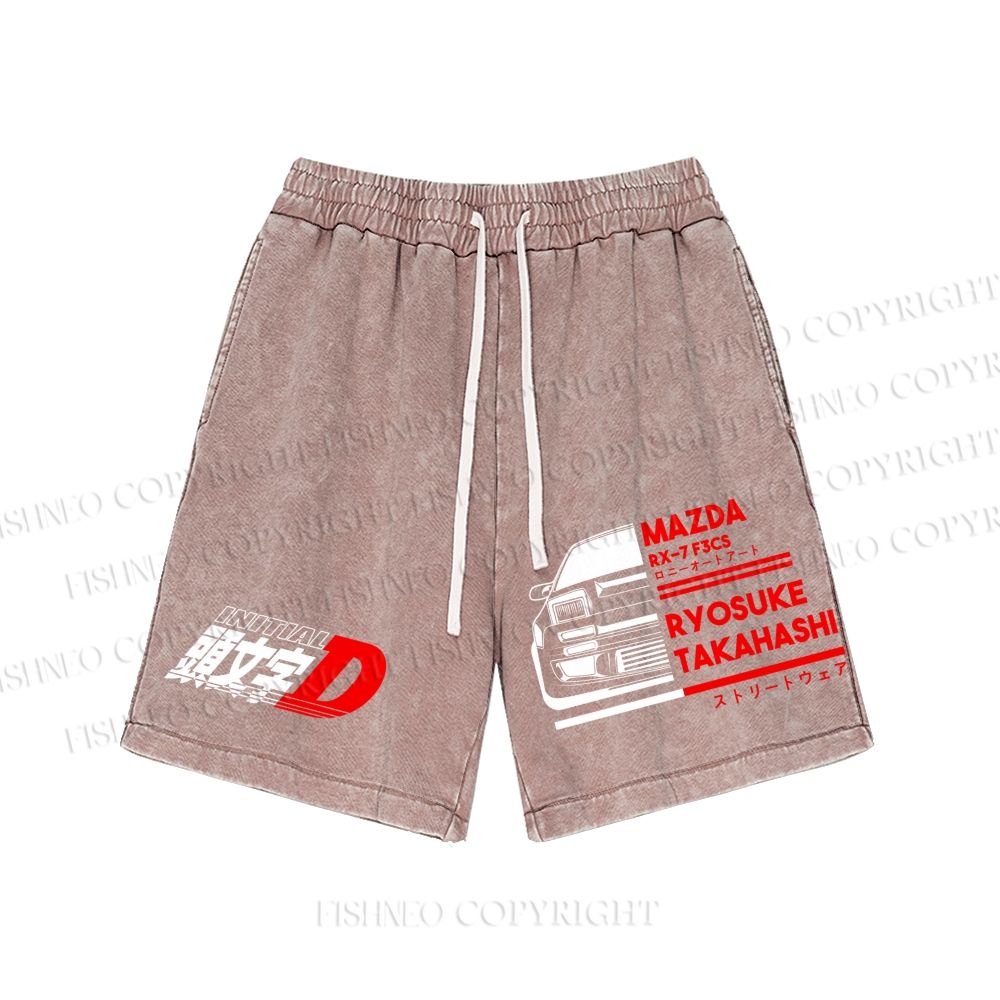 Unisex Initial D Mazda RX-7 FC3S Washed Shorts