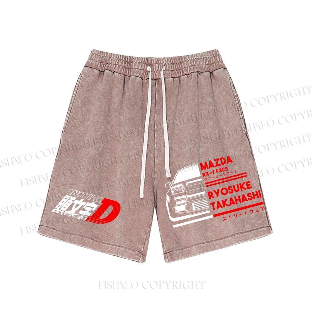 Unisex Initial D Mazda RX-7 FC3S Washed Shorts