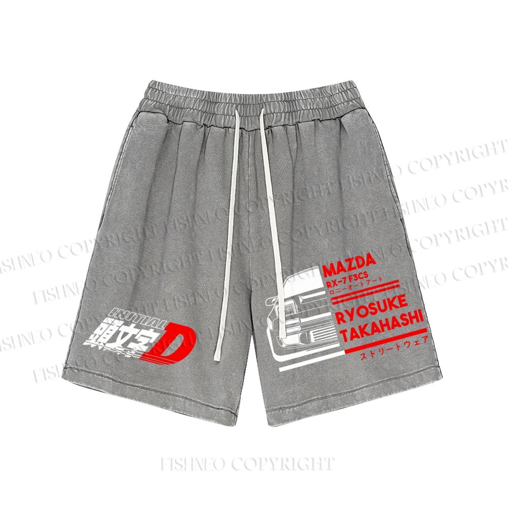 Unisex Initial D Mazda RX-7 FC3S Washed Shorts
