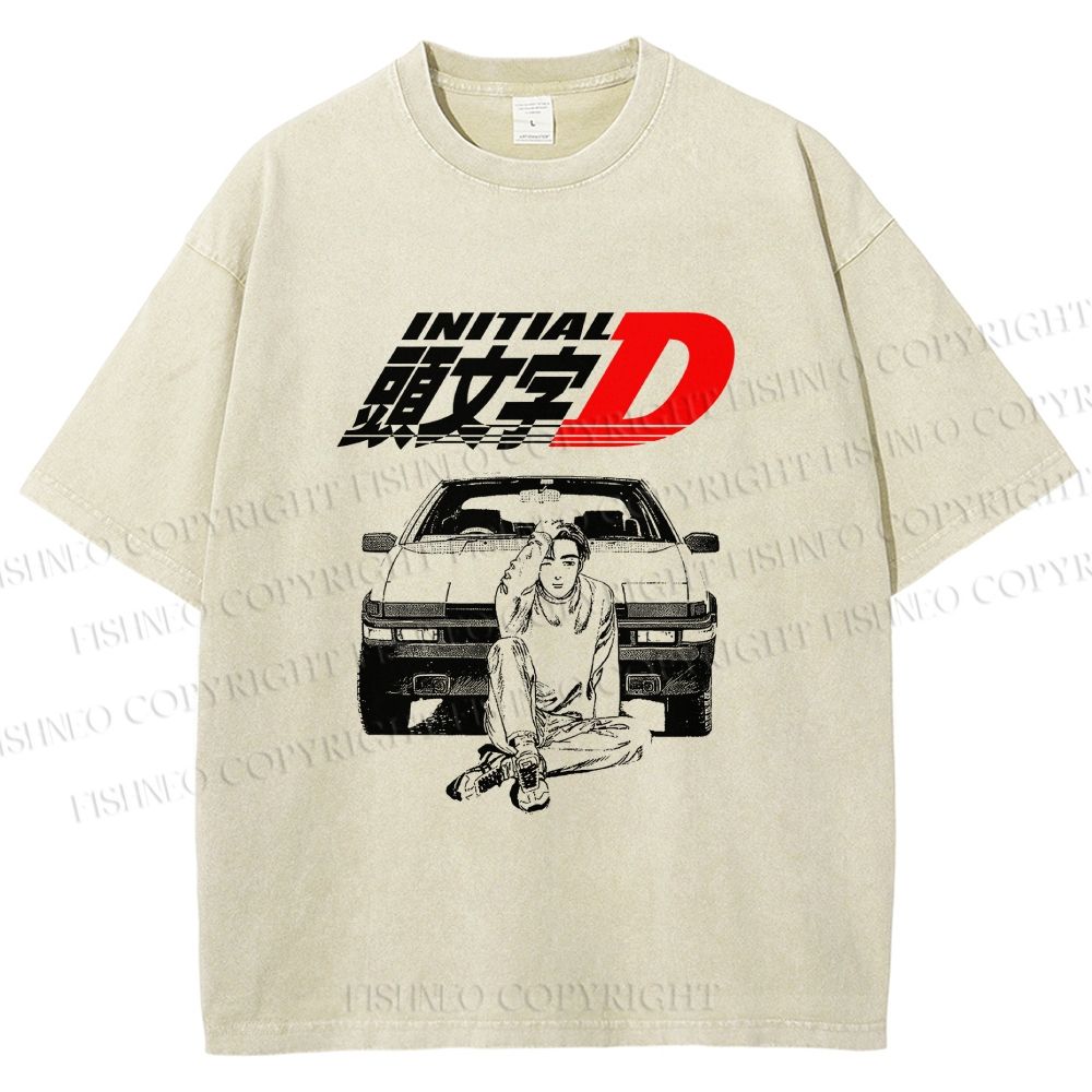 Unisex Initial D Takumi Fujiwara Printed Washed Tee