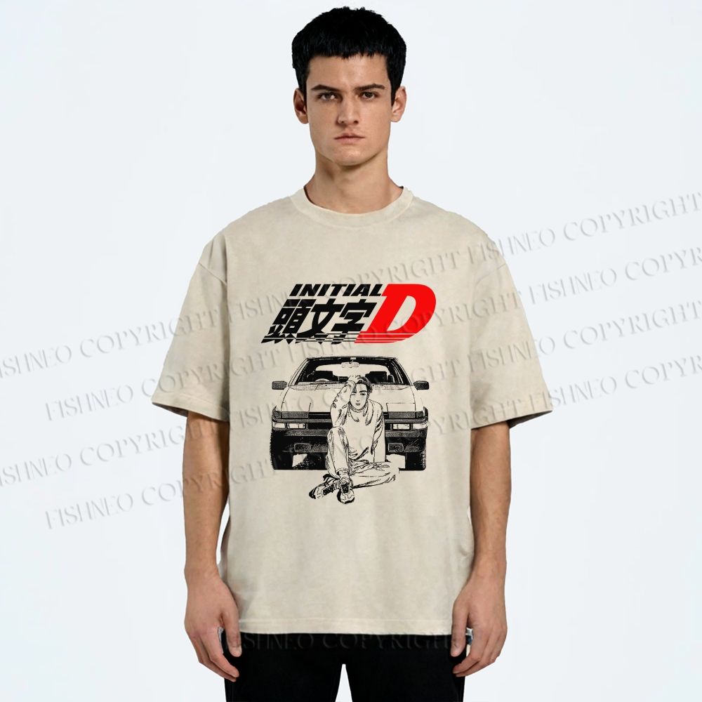 Unisex Initial D Takumi Fujiwara Printed Washed Tee