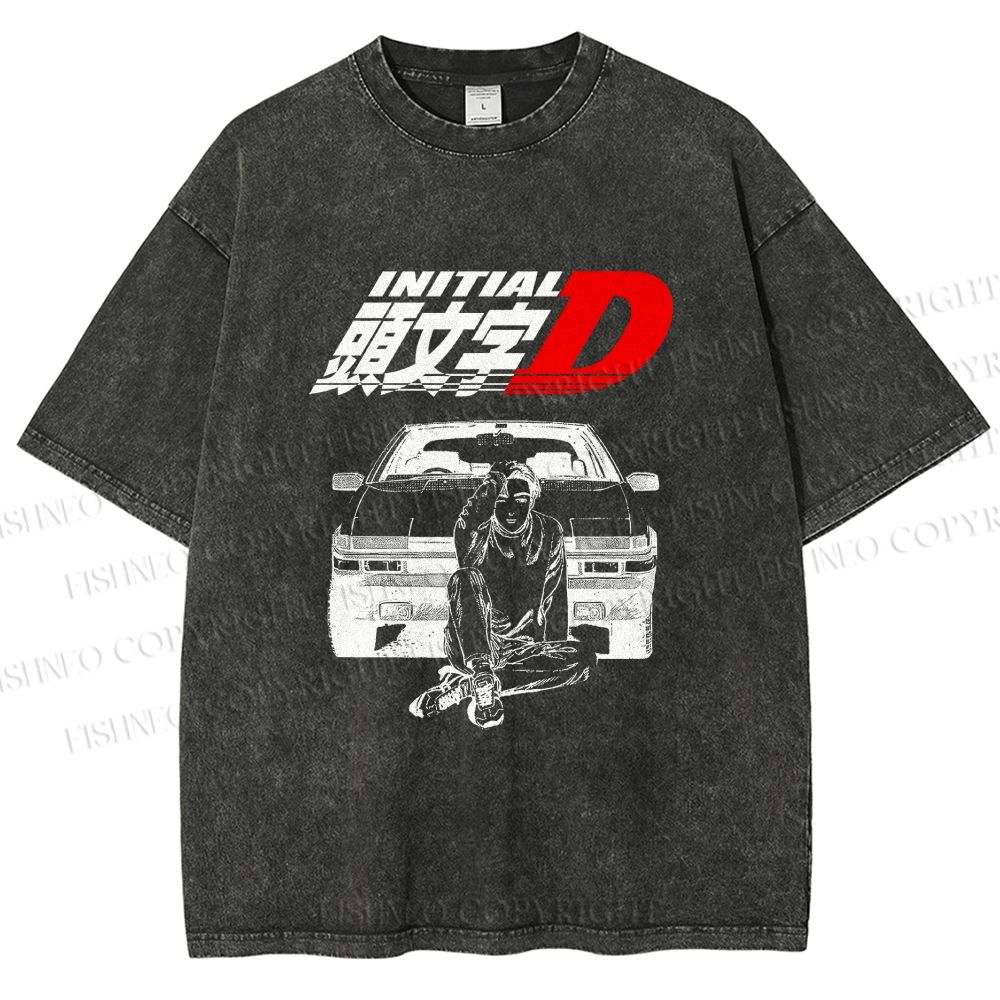 Unisex Initial D Takumi Fujiwara Printed Washed Tee