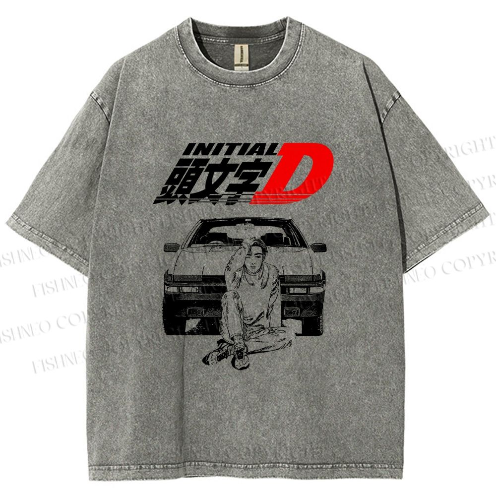 Unisex Initial D Takumi Fujiwara Printed Washed Tee