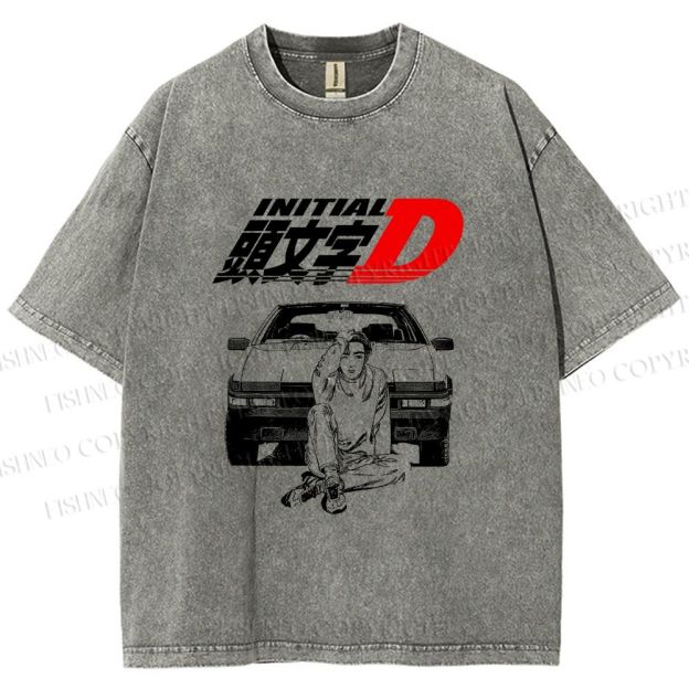 Unisex Initial D Takumi Fujiwara Printed Washed Tee