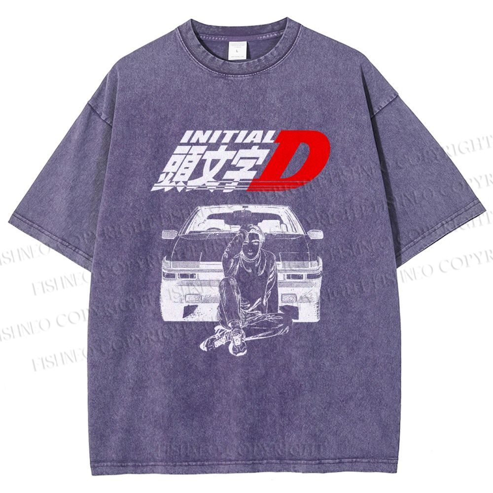 Unisex Initial D Takumi Fujiwara Printed Washed Tee
