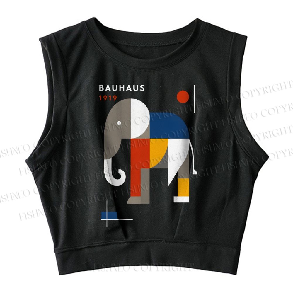 Bauhaus Elephant Sleeveless Crop Tops