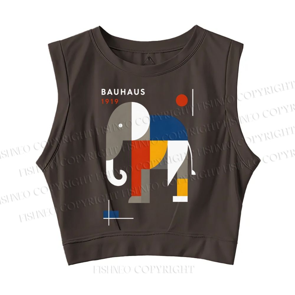 Bauhaus Elephant Sleeveless Crop Tops
