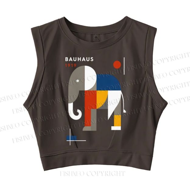 Bauhaus Elephant Sleeveless Crop Tops