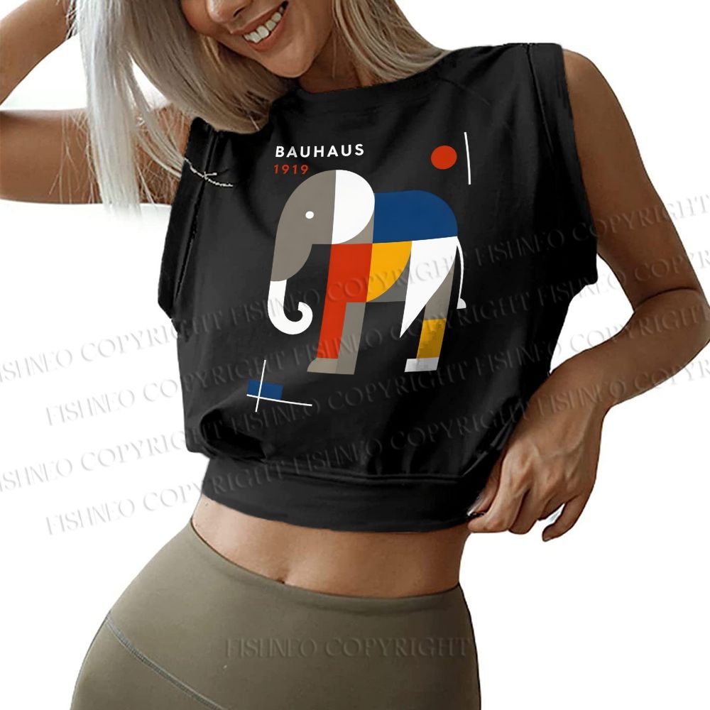 Bauhaus Elephant Sleeveless Crop Tops