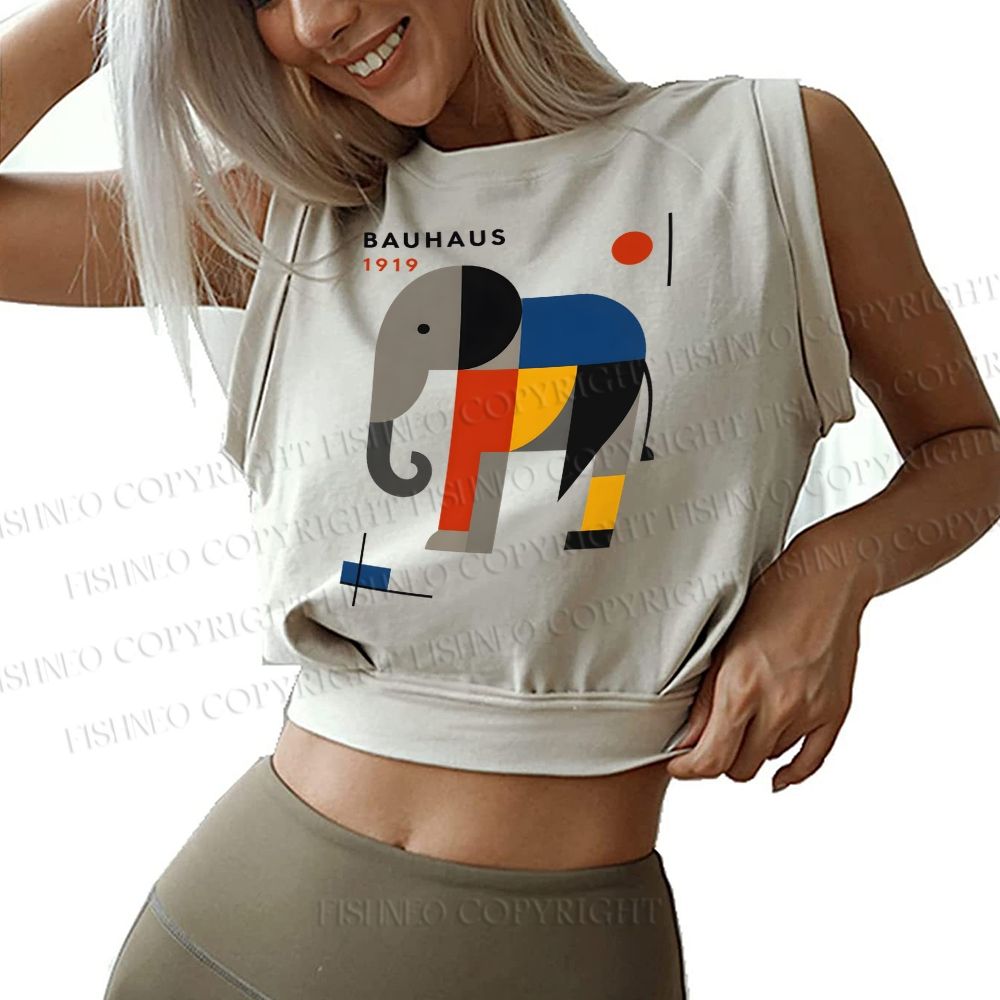 Bauhaus Elephant Sleeveless Crop Tops