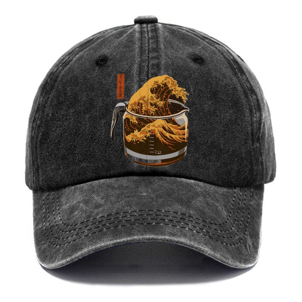  The Great Wave Of Coffee Japanese Washed Cap