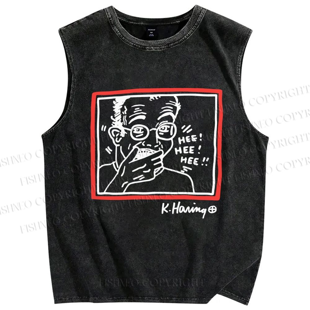 Unisex Untitled (Hee Hee Hee) Printed Washed Tank Top