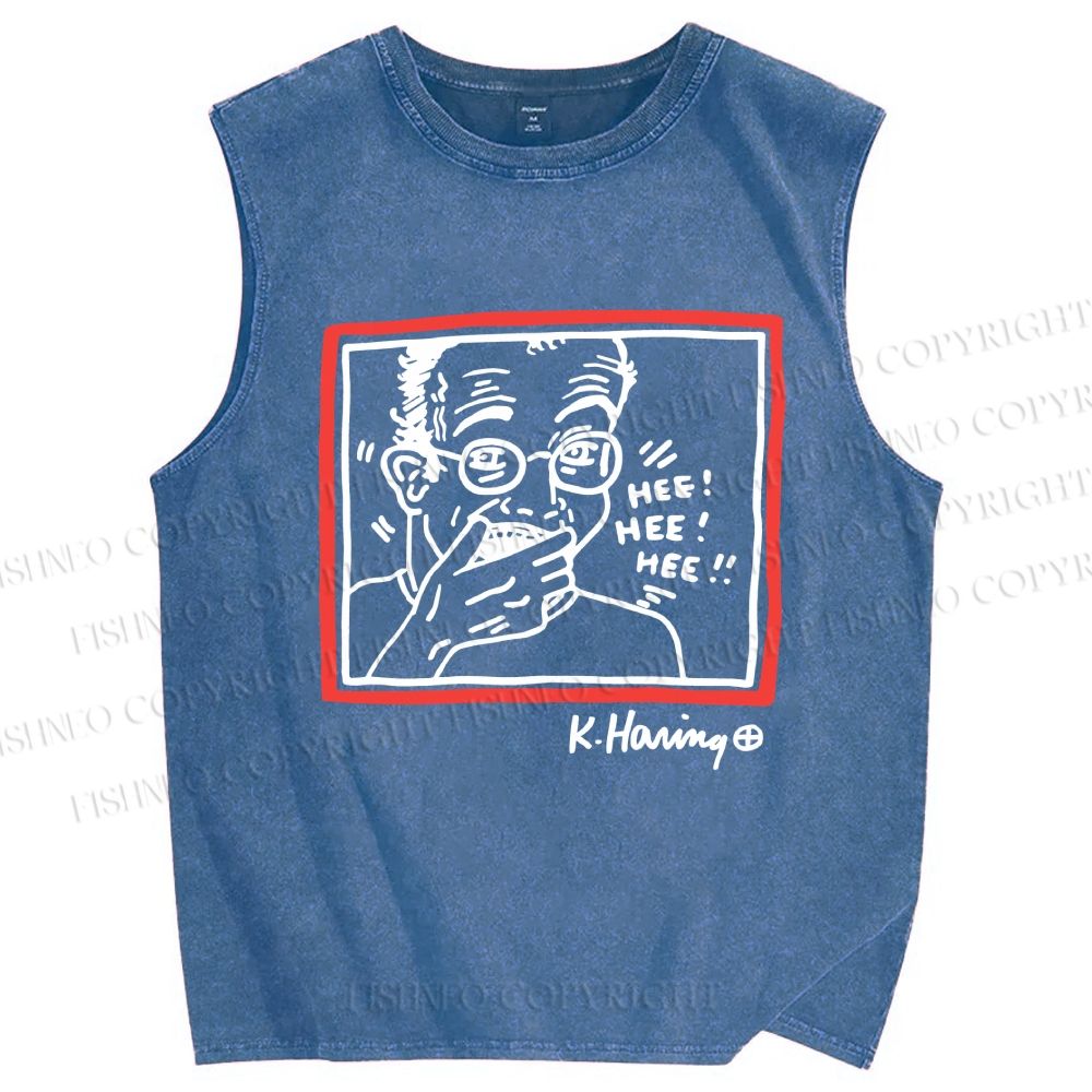 Unisex Untitled (Hee Hee Hee) Printed Washed Tank Top