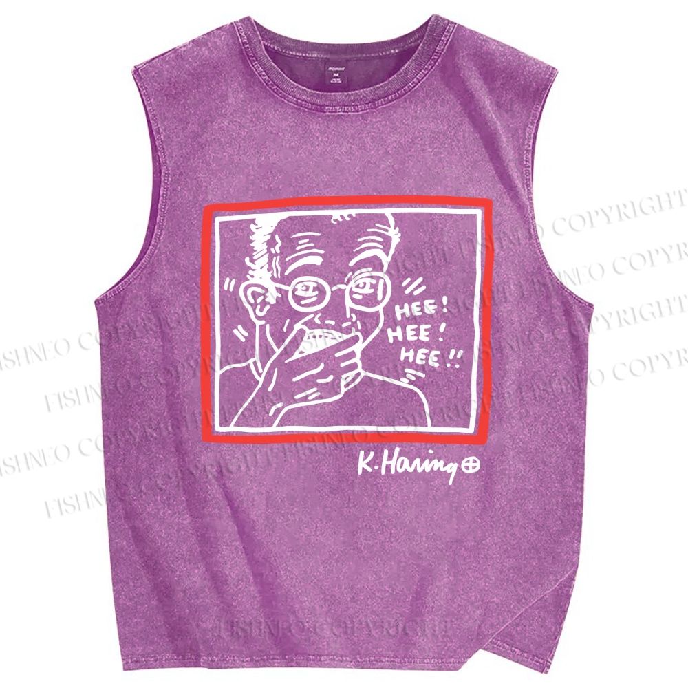 Unisex Untitled (Hee Hee Hee) Printed Washed Tank Top